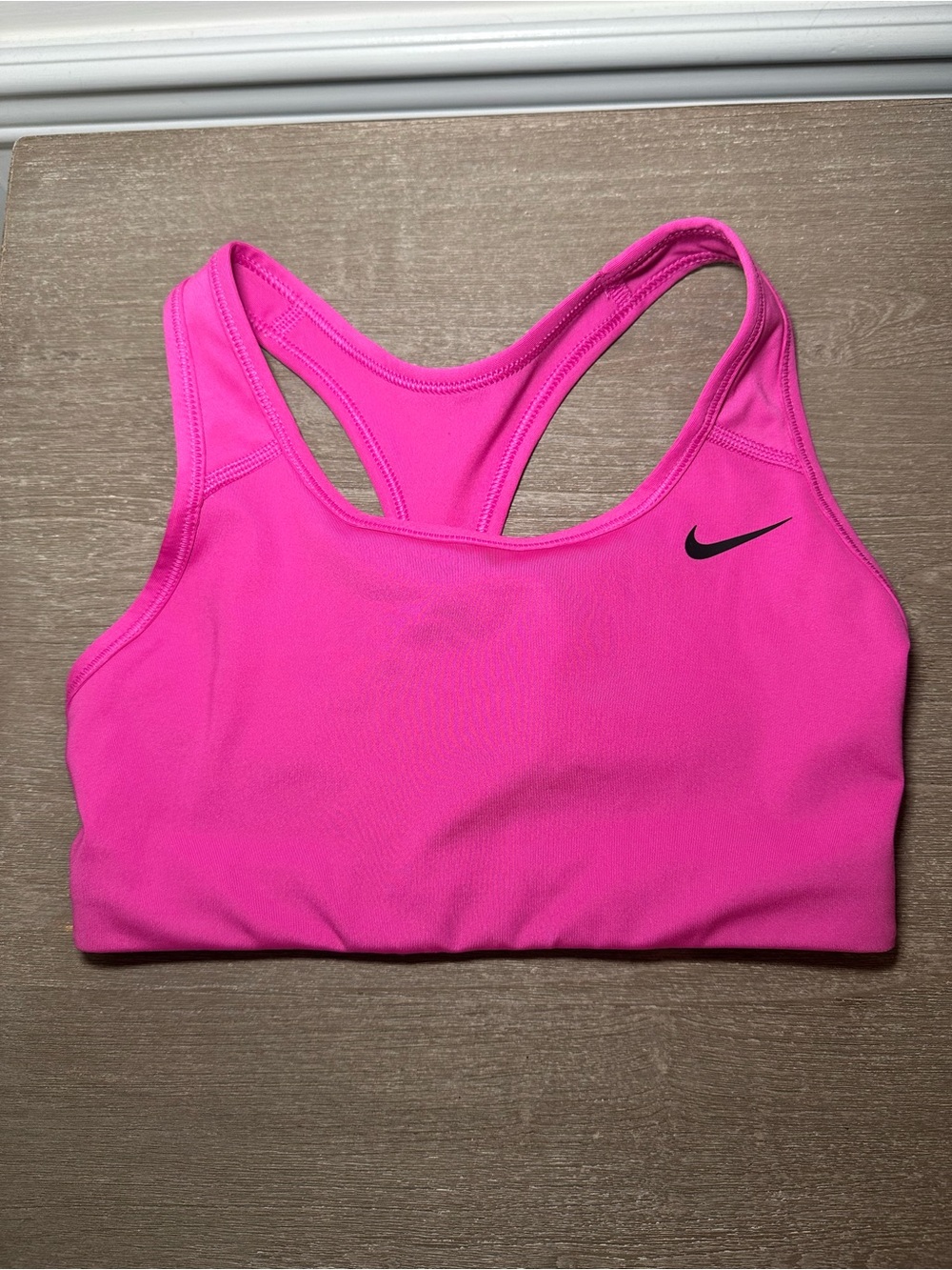 Nike Pink Racerback Sports Bra with Black Swoosh